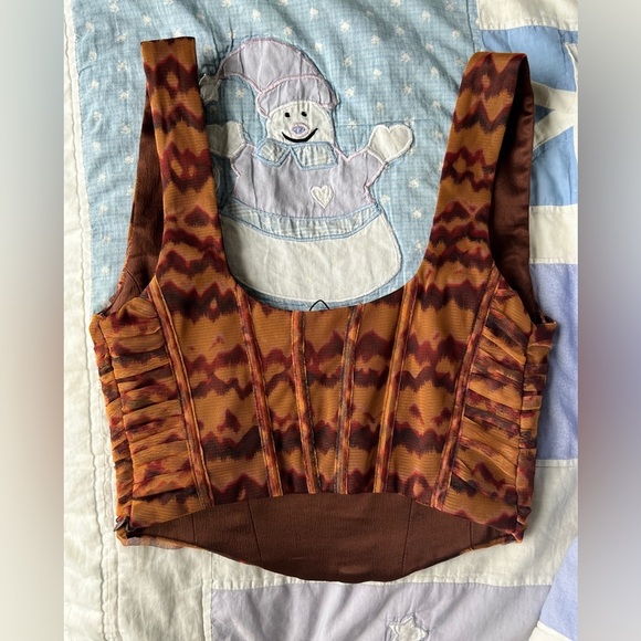 NWT Zara Womens Brown Tulle Corset Bustier Party Summer Top Small - Picture 8 of 13